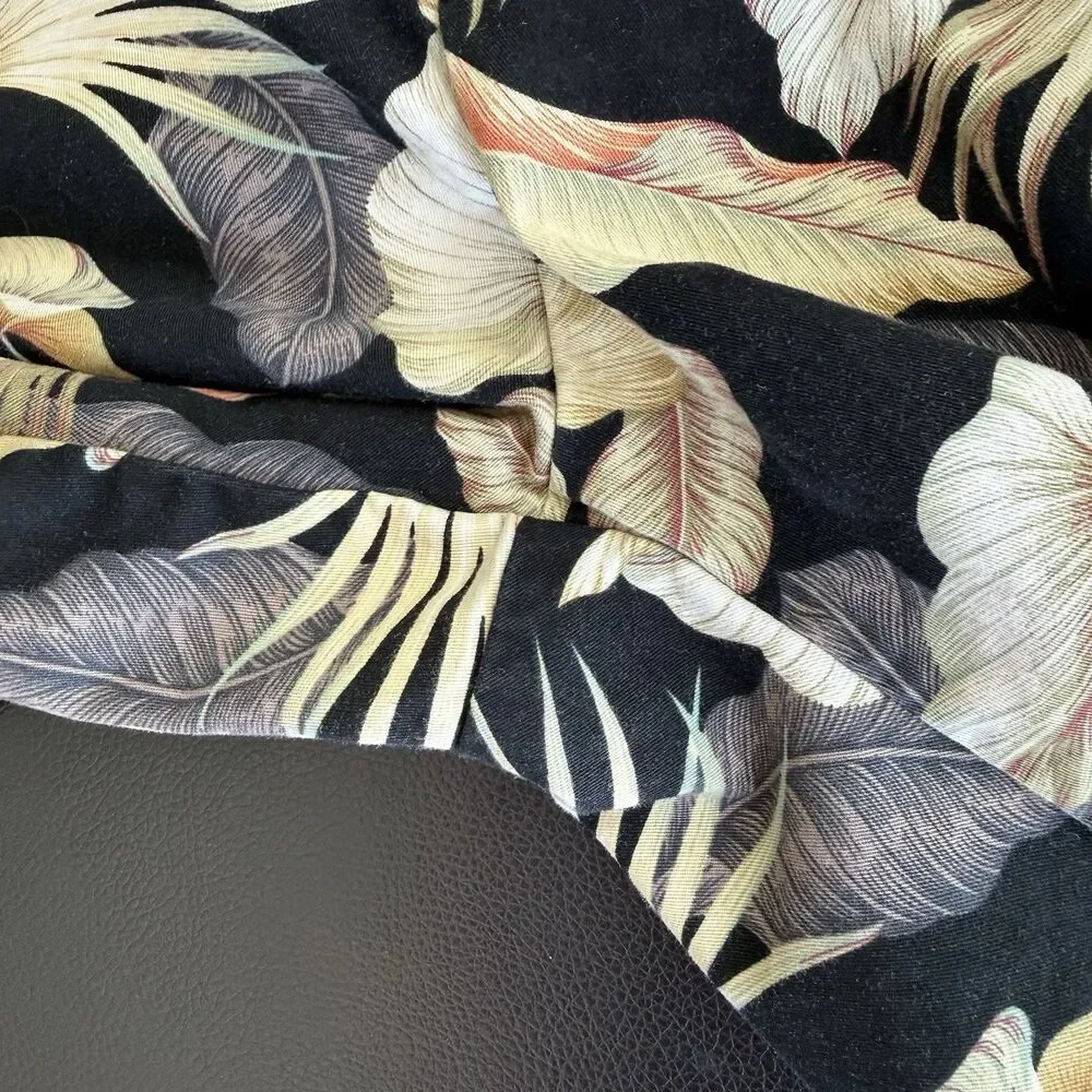 Scotch & Soda Men Sz 32 Tropical Palm Leaf Chino Shorts Black Botanical Coastal
